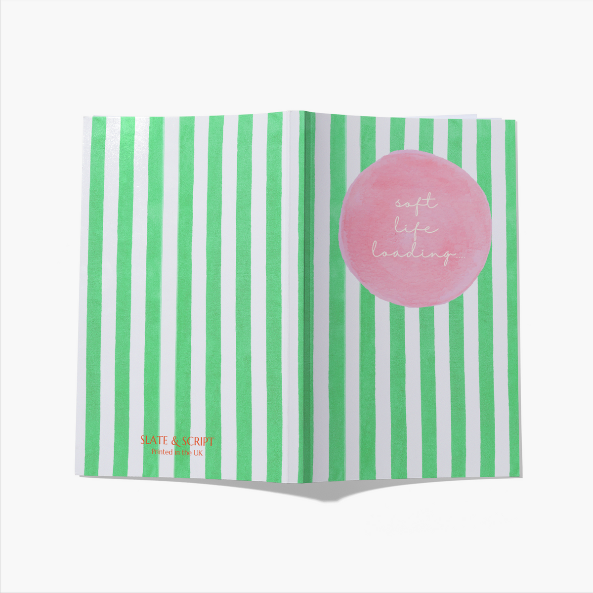 'Soft Life Loading' Striped A5 Notebook 80 pages